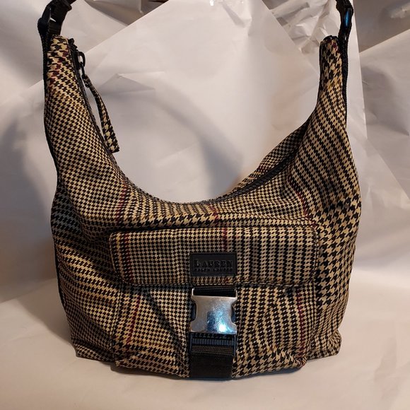 Ralph Lauren Purse Light weight Vegan Houndstooth satchel bag strap buckle - Picture 6 of 12